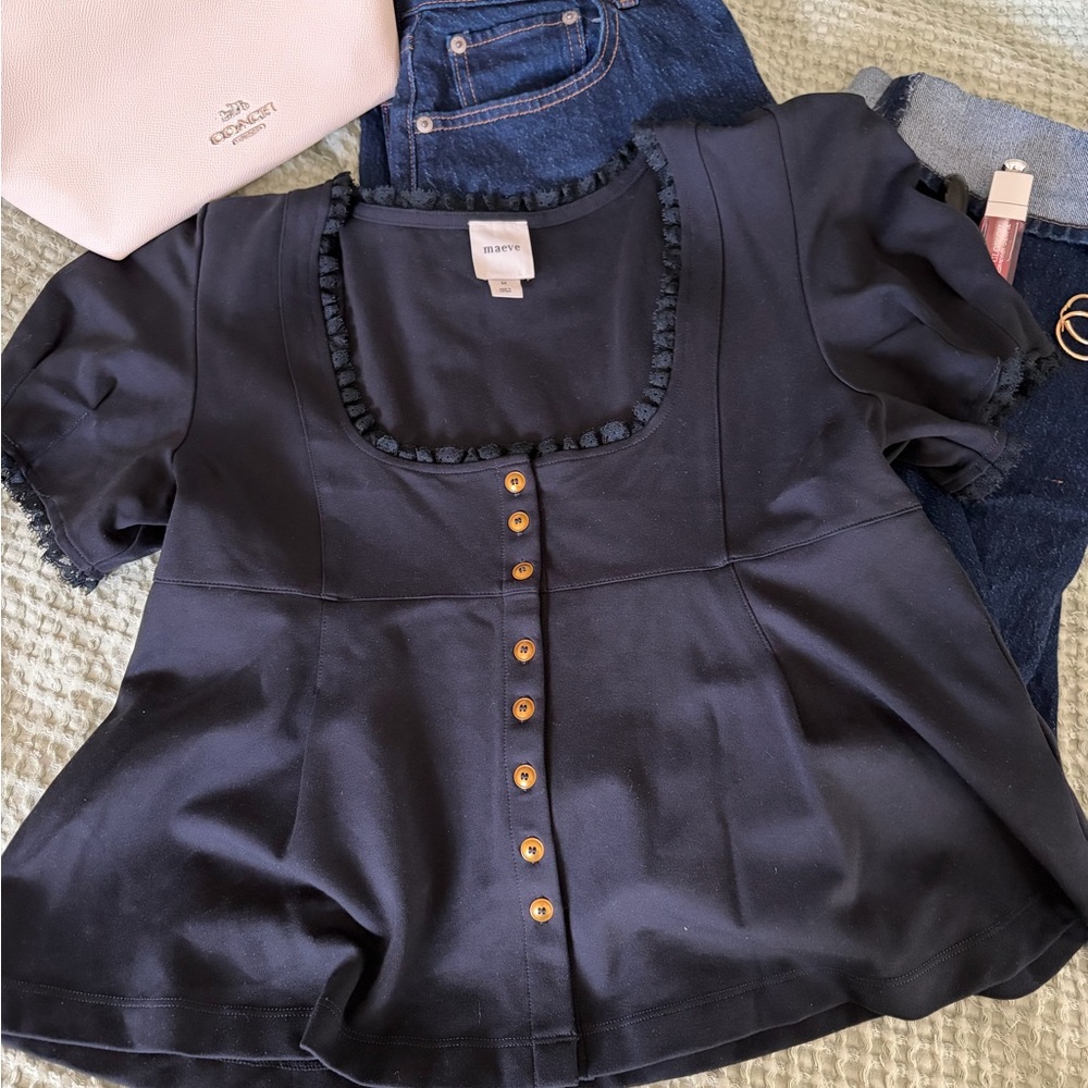 Anthropologie Maeve Black Top - Size M